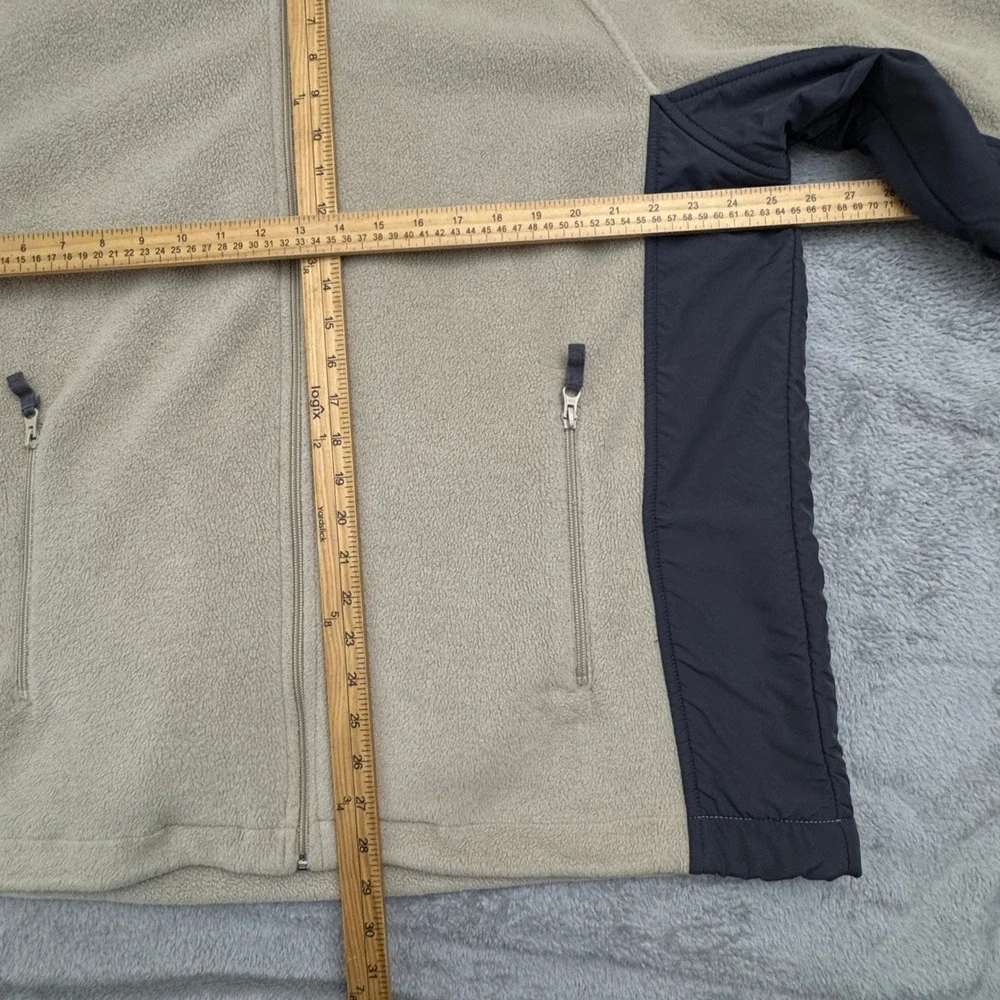 Chaps Men's Fleece Full Zip Long‎ Sleeve Size XL Beige and Grey Super Clean